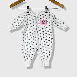 Agabang Cherry Romper Baby 0-3 Mon White Pink Fruit Pattern Vintage One Piece
